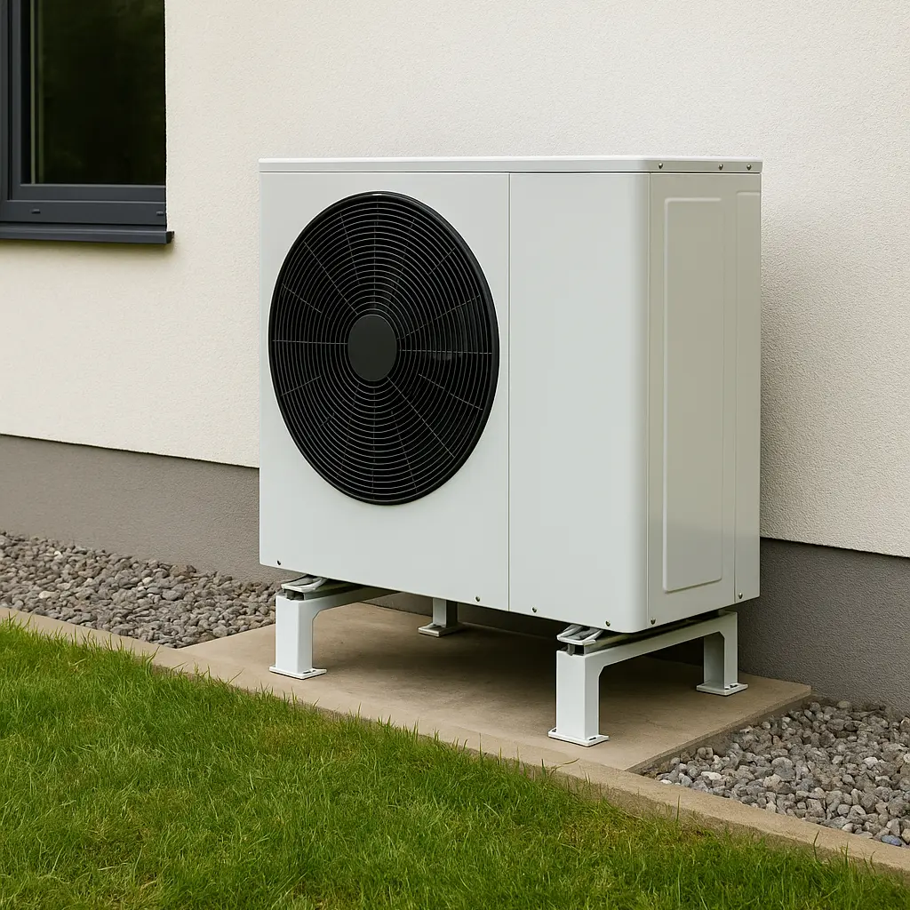 Eine Wärmepumpe an einem Haus