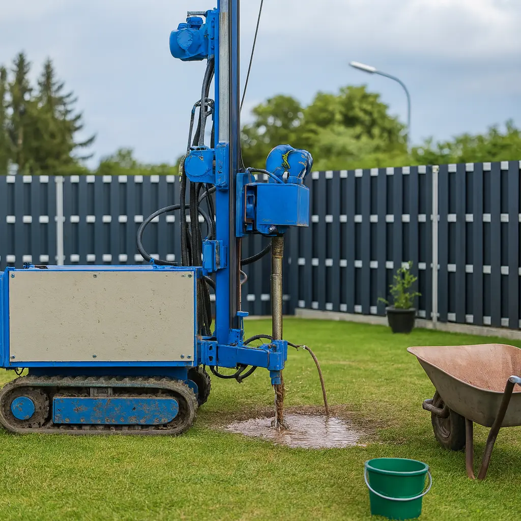 Eine Maschine bohrt einen Brunnen
