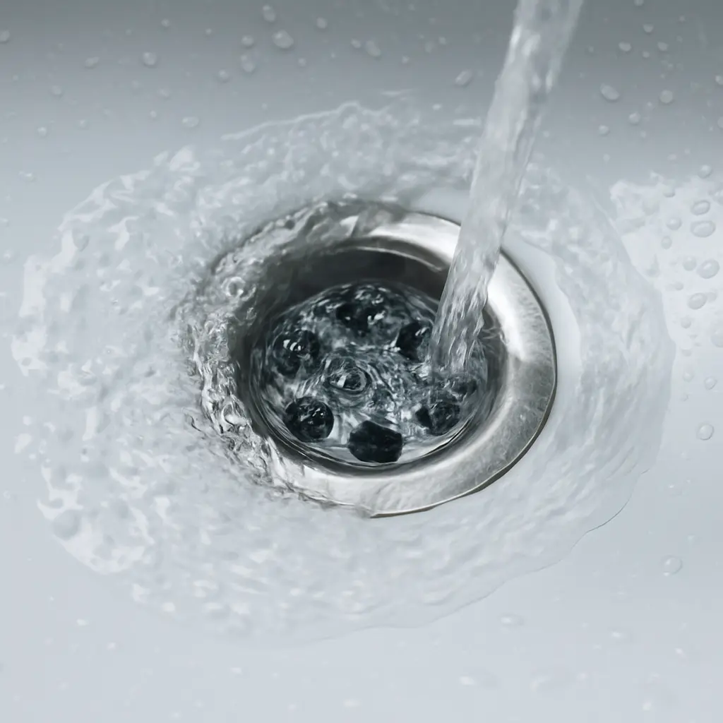 Wasser fließt im Abfluss ab